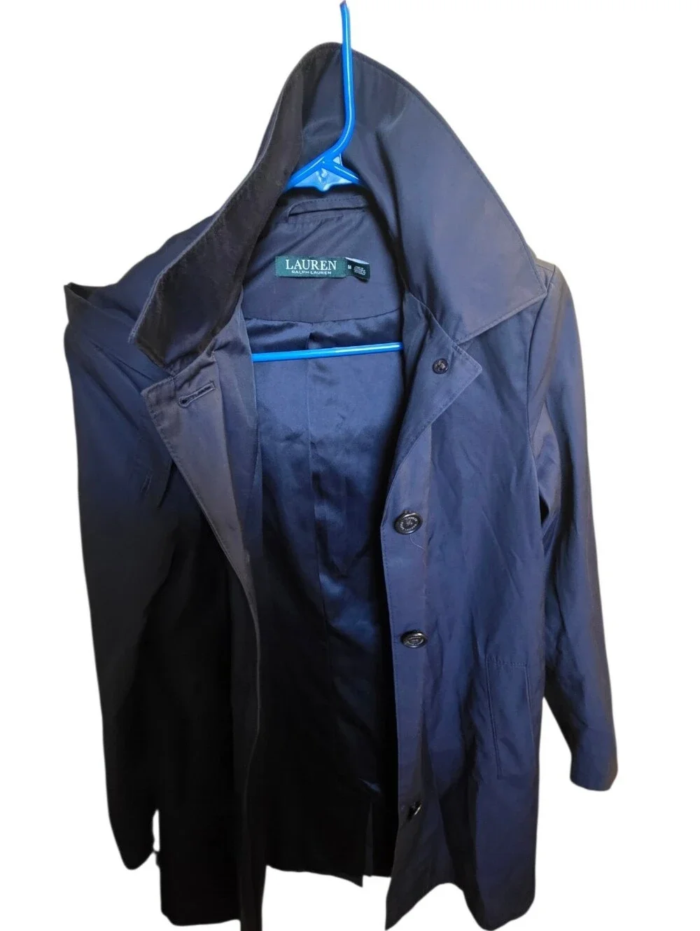 Lauren Ralph Lauren Navy Single-Row Button Trench Coat